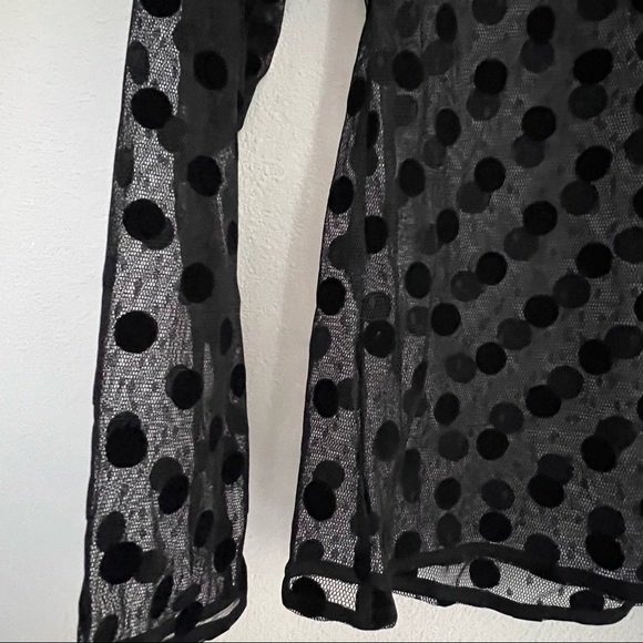 NWT Sézane Siam blouse sheer top polka dots black bow sz 36 US 4 - Picture 7 of 7